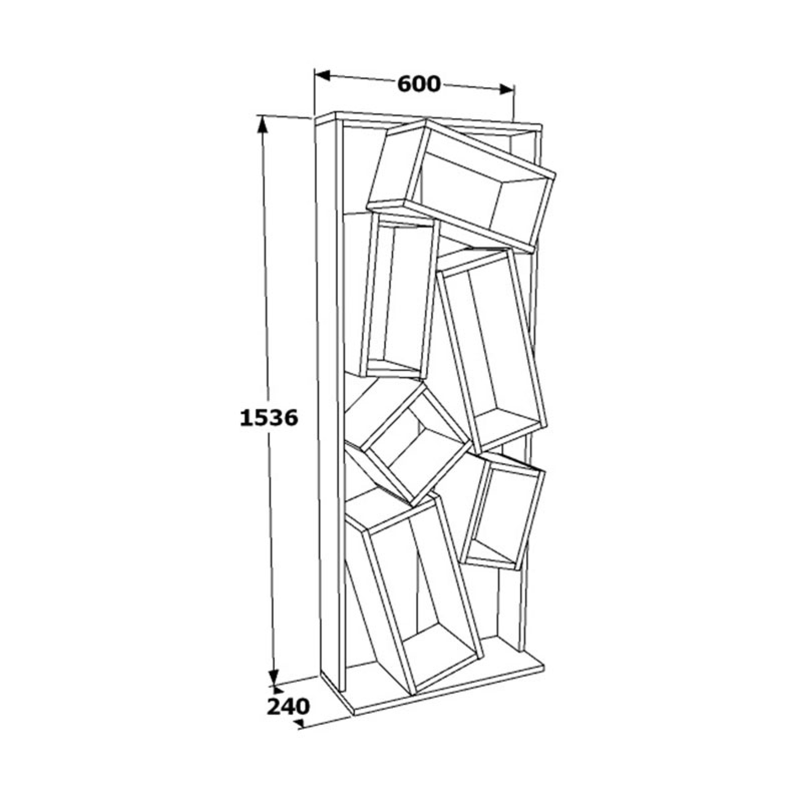 Bookcase Jamey Pakoworld Natural White 60x24x153 6cm