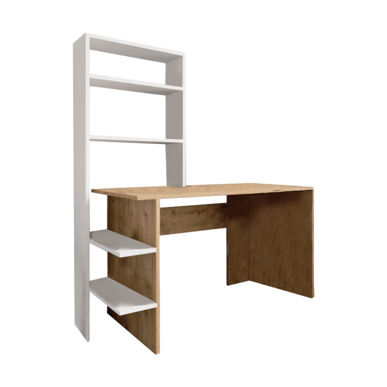 Study Desk Bookcase Dropio Pakoworld Melamine Oak White 120x55x150cm