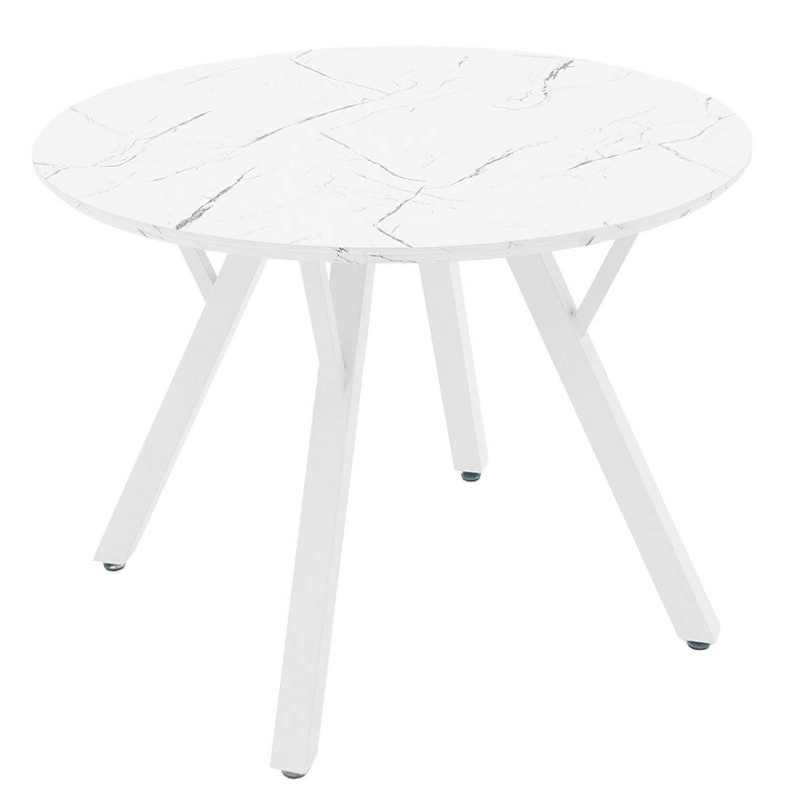 Dining Table Annie Pakoworld MDF In White Marble D100x75cm