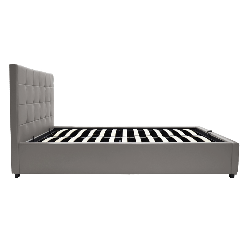 Double bed Roi pakoworld pu with storage space in grey matte 160x200cm