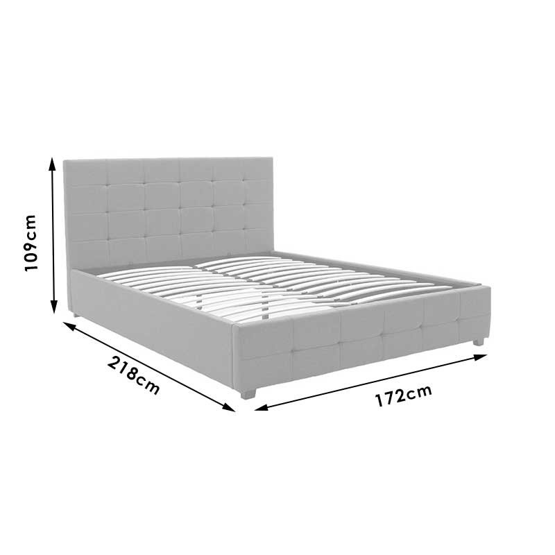 Double bed Roi pakoworld pu with storage space in grey matte 160x200cm
