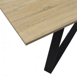 Dining table Soho pakoworld MDF surface in sonoma color - black metallic legs 180x90x75 cm