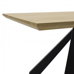 Dining table Soho pakoworld MDF surface in sonoma color - black metallic legs 180x90x75 cm