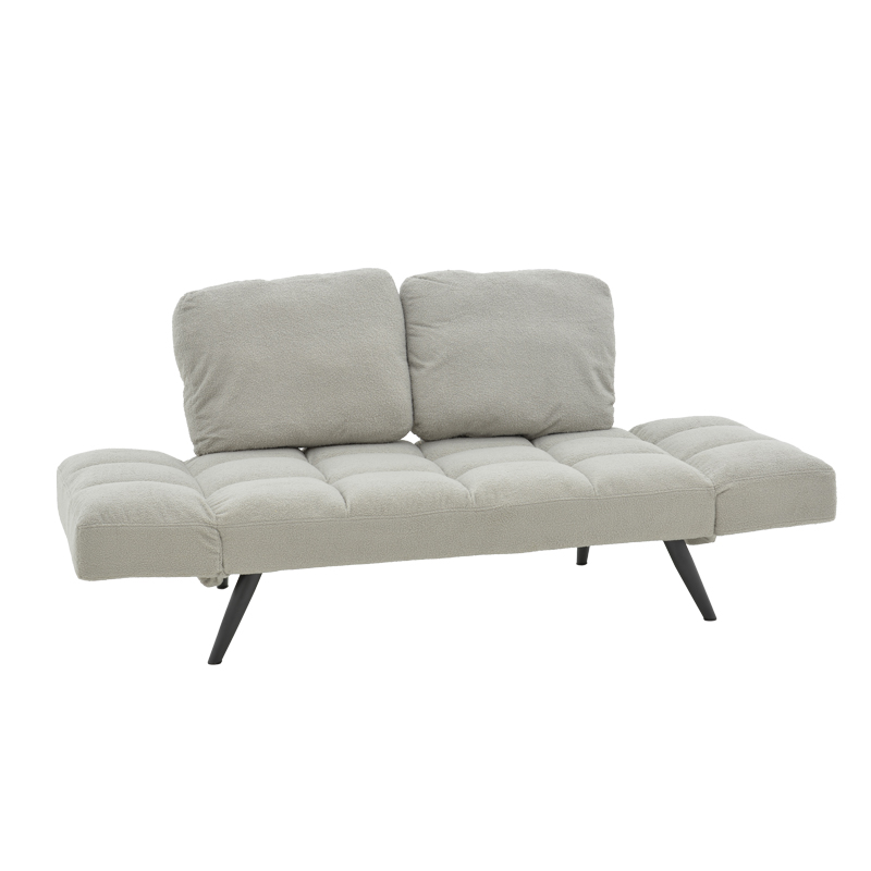 Sofa-bed 3-seater Jackie pakoworld bouclé grey-metal black 190x78x75cm
