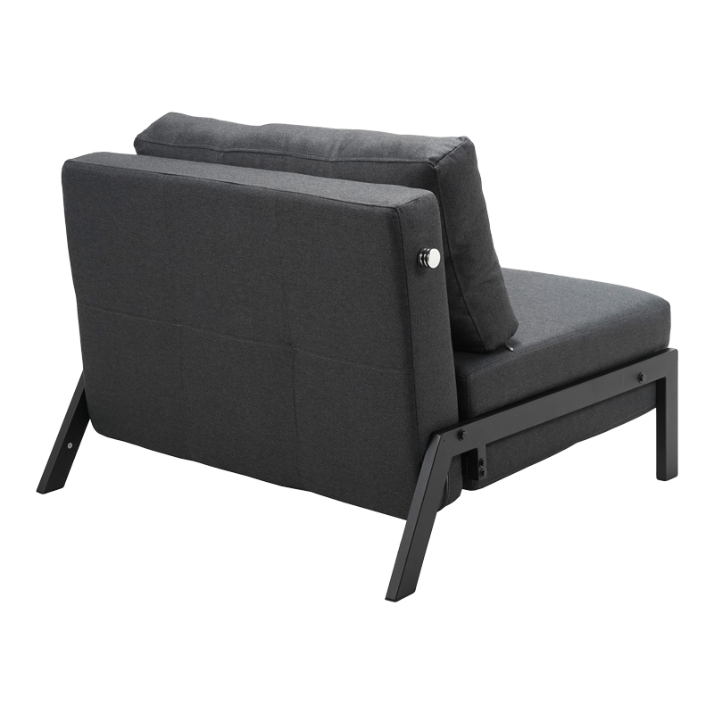 Armchair-bed Fancy pakoworld fabric in anthracite shade and black metal leg 95x98x70cm