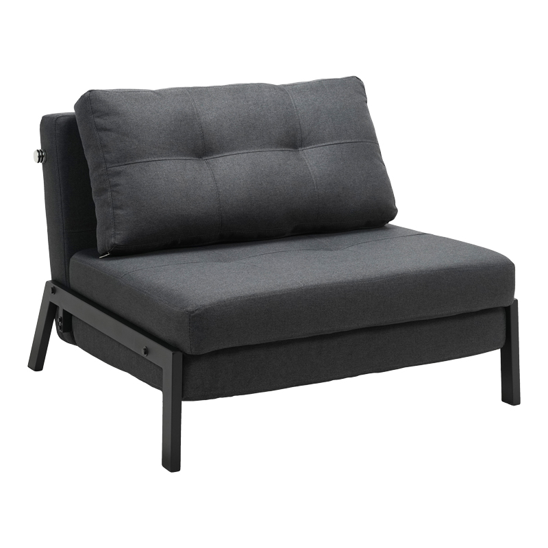 Armchair-bed Fancy pakoworld fabric in anthracite shade and black metal leg 95x98x70cm