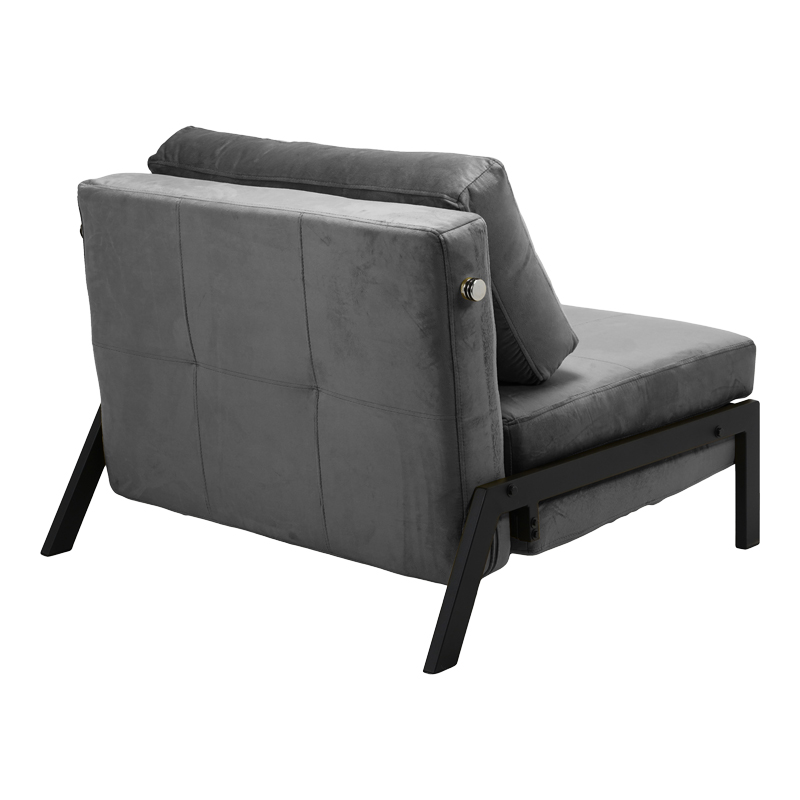 Armchair-bed Fancy pakoworld velvet fabric in anthracite shade and black metal leg 95x98x70cm