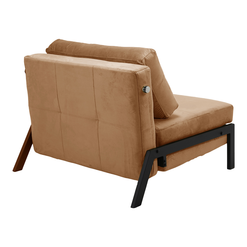 Armchair-bed Fancy pakoworld velvet fabric in rotten apple shade and black metal leg 95x98x70cm