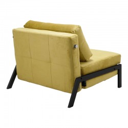 Armchair-bed Fancy pakoworld velvet fabric in yellow shade and black metal leg 95x98x70cm