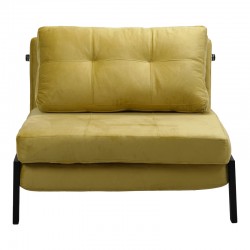 Armchair-bed Fancy pakoworld velvet fabric in yellow shade and black metal leg 95x98x70cm