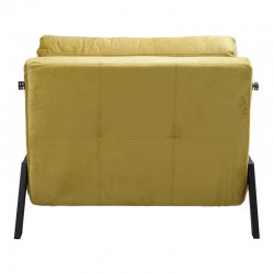 Armchair-bed Fancy pakoworld velvet fabric in yellow shade and black metal leg 95x98x70cm