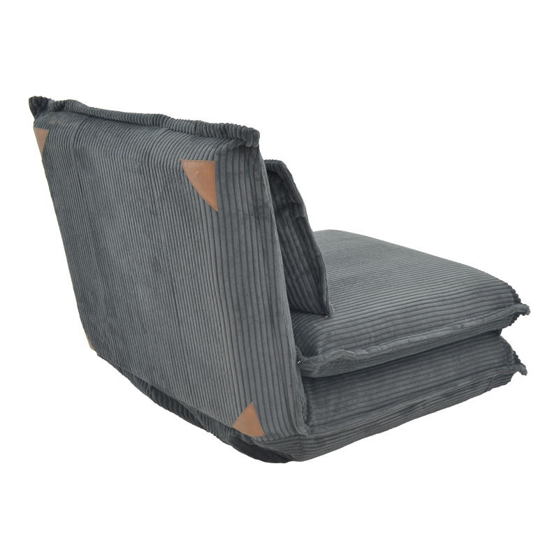 Armchair-bed Vendy pakoworld velvet in dark grey color 90x83x68cm