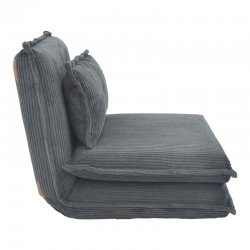 Armchair-bed Vendy pakoworld velvet in dark grey color 90x83x68cm