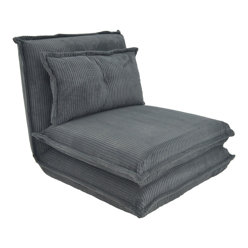 Armchair-bed Vendy pakoworld velvet in dark grey color 90x83x68cm