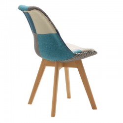 Chair Gaston pakoworld fabric patchwork blue-grey-oak