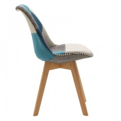 Chair Gaston pakoworld fabric patchwork blue-grey-oak