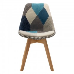 Chair Gaston pakoworld fabric patchwork blue-grey-oak