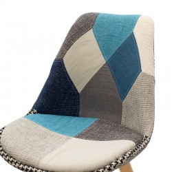 Chair Gaston pakoworld fabric patchwork blue-grey-oak