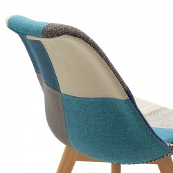 Chair Gaston pakoworld fabric patchwork blue-grey-oak