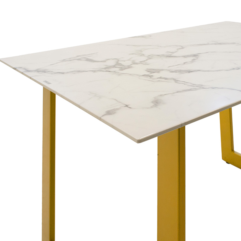 Dinning table Paris pakoworld glass 8mm marble pattern-golden 120x80x75cm