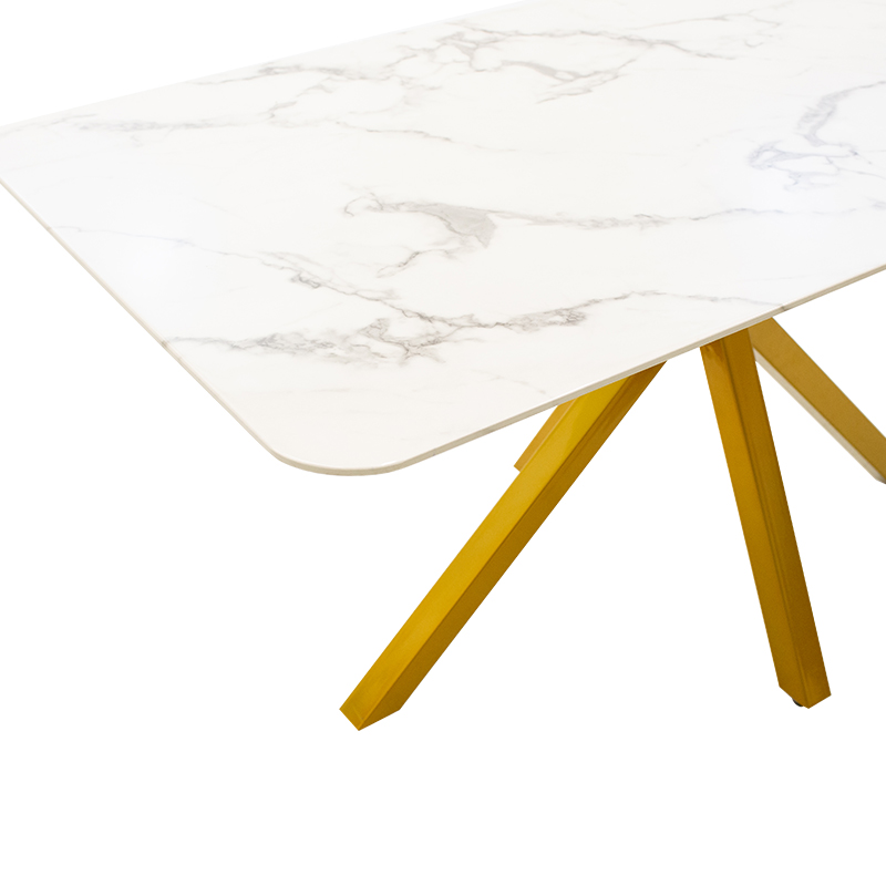 Dinner table Paris pakoworld glass 8mm marble pattern-golden 160x80x75cm