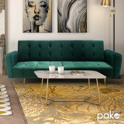 Coffee table Paris pakoworld glass 8mm marble pattern-golden 120x80x45cm