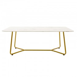 Coffee table Paris pakoworld glass 8mm marble pattern-golden 120x80x45cm