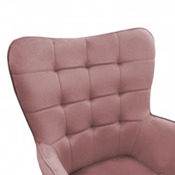 Maddison armchair with footrest-cushion pakoworld velvet rotten apple-natural 68x72x98cm