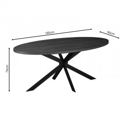 Donal pakoworld table MDF surface walnut-leg black metal 180x90x76cm