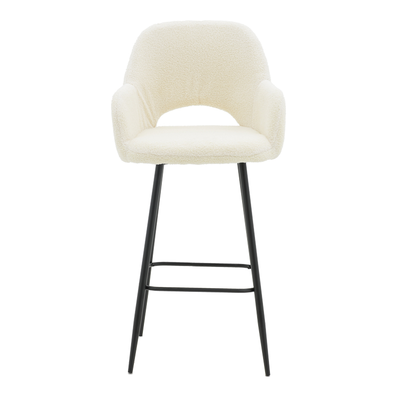 Bar stool Renish pakoworld ivary teddy fabric-metal black leg 51x57x114cm