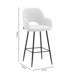 Bar stool Renish pakoworld ivary teddy fabric-metal black leg 51x57x114cm