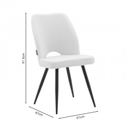 Καρέκλα Renish pakoworld μπουκλέ εκρού-μεταλλικό μαύρο πόδι 61x47x91.5εκ
