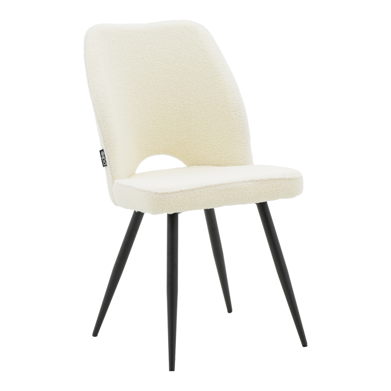 Renish pakoworld chair bouclé ecru-metallic black leg 61x47x91.5cm