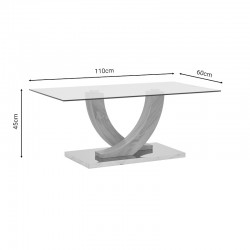 Τραπέζι σαλονιού Kasmora pakoworld φυσικό ξύλο-γυαλί 110x60x45εκ