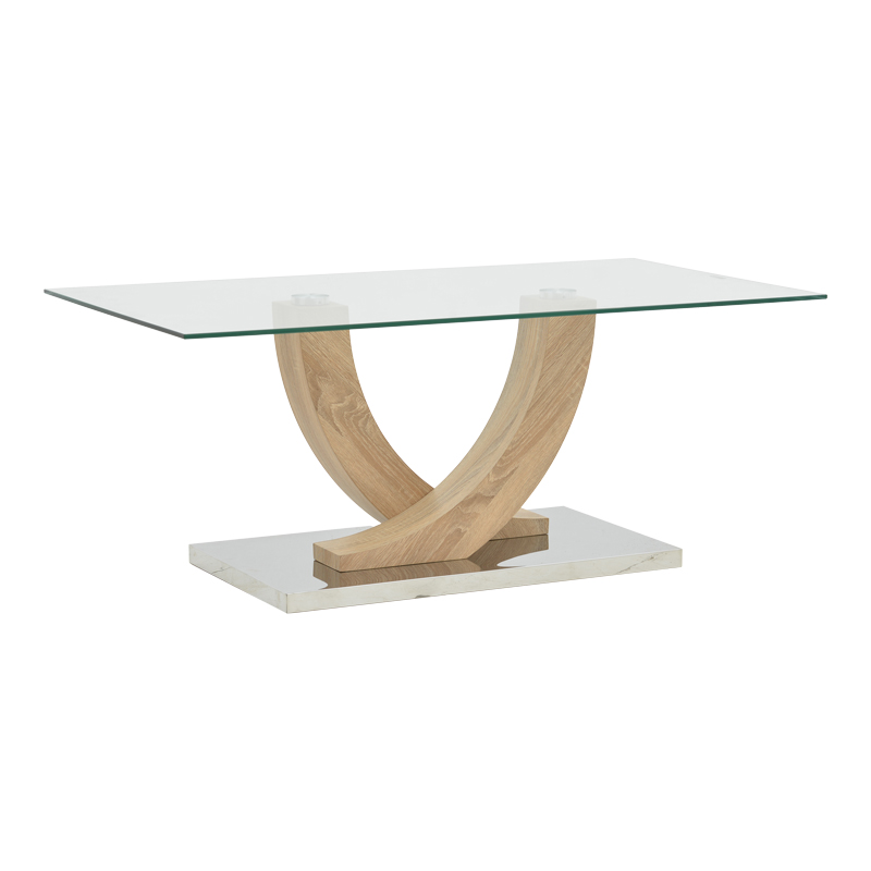 Table Kasmora pakoworld natural wood-glass 110x60x45cm