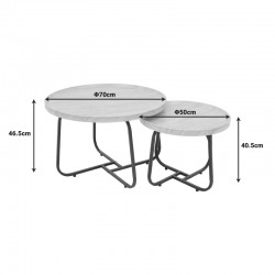 Crismory pakoworld coffee table set of 2 pieces MDF in brown shade and black metal legs