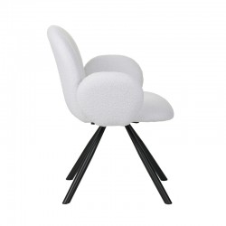 Armchair Garzele Inart white teddy fabric-leg black metal 68x66x82.5cm