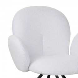 Armchair Garzele Inart white teddy fabric-leg black metal 68x66x82.5cm