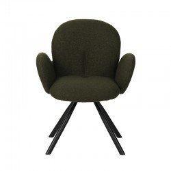 Armchair Garzele Inart green teddy fabric-leg black metal 68x66x82.5cm