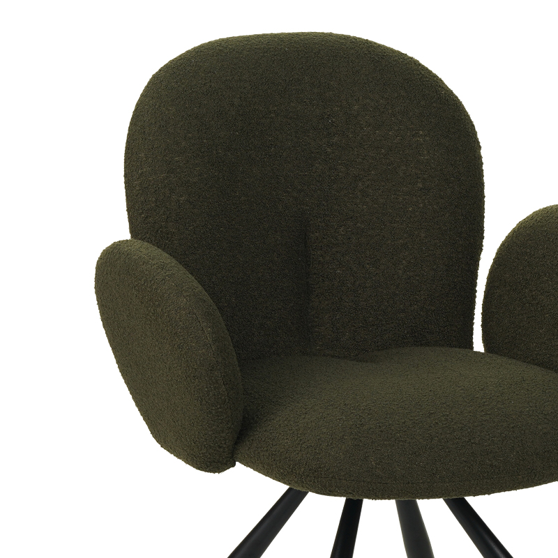 Armchair Garzele Inart green teddy fabric-leg black metal 68x66x82.5cm