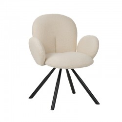 Armchair Garzele Inart beige teddy fabric-leg black metal 68x66x82.5cm