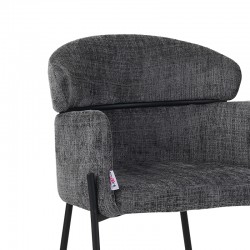 Tolerse Inart armchair light gray fabric-leg black metal 58x57x80cm