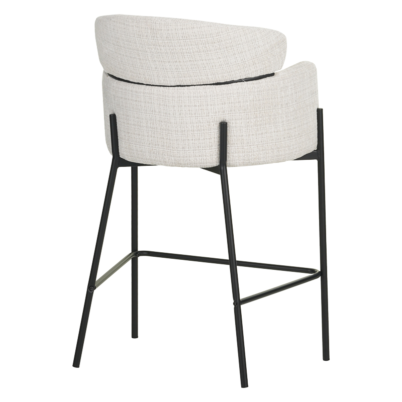 Bar stool Tolerse Inart beige fabric-leg black metal