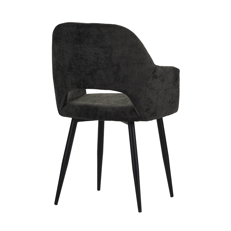 Factols Inart armchair dark grey fabric-leg black metal 53x61x84cm