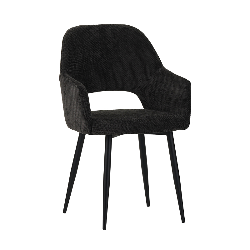 Factols Inart armchair dark grey fabric-leg black metal 53x61x84cm