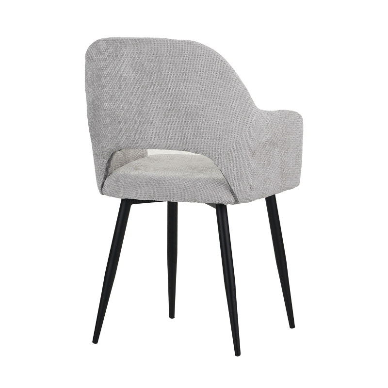 Factols Inart armchair light gray fabric-leg black metal 53x61x84cm