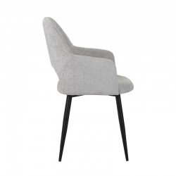 Factols Inart armchair light gray fabric-leg black metal 53x61x84cm