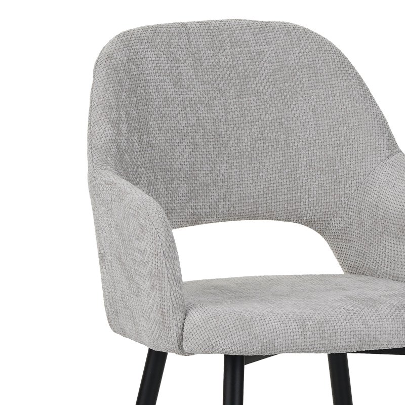 Factols Inart armchair light gray fabric-leg black metal 53x61x84cm