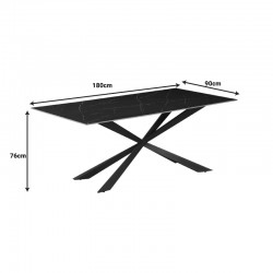 Cozline Inart table black marble sintered stone-leg black metal 180x90x76cm