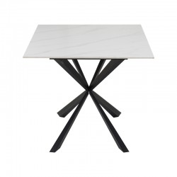 Cozline Inart table white marble sintered stone-leg black metal 180x90x76cm